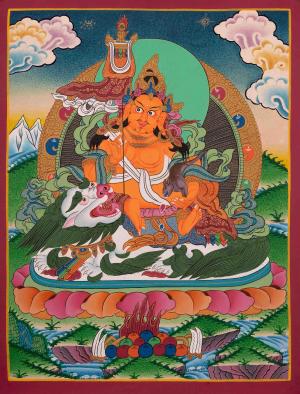 Original Hand-Painted Namtose Thangka Painting | Deity of Wealth | Tibetan Buddhism Art For Protection